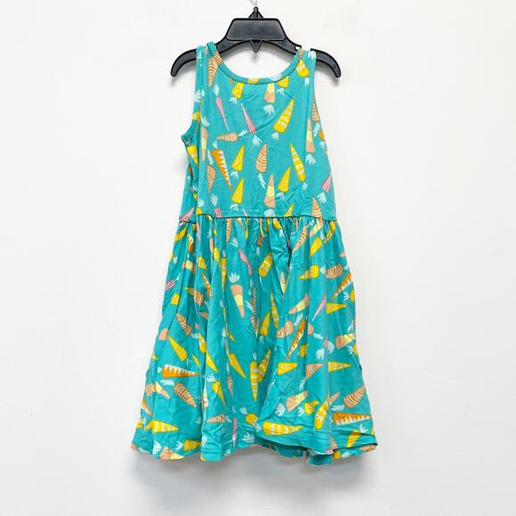 Dot Dot Smile Kids Turquoise Carrot Print Sleeveless  Tank Dress 3/4 - Picture 4 of 4
